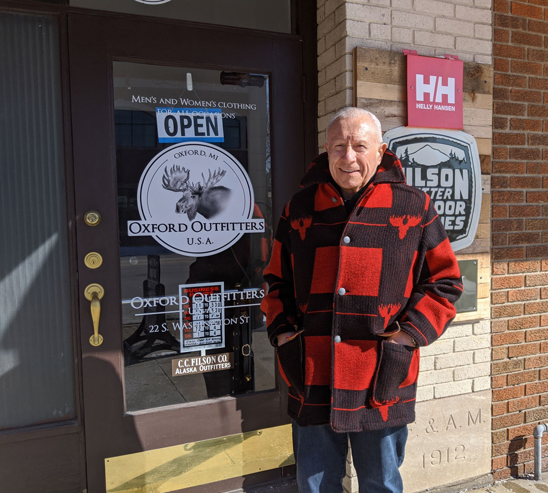 Oxford Outfitters USA Entrance on Main Street Oxford, Michigan with Owner Daniel Gabriel